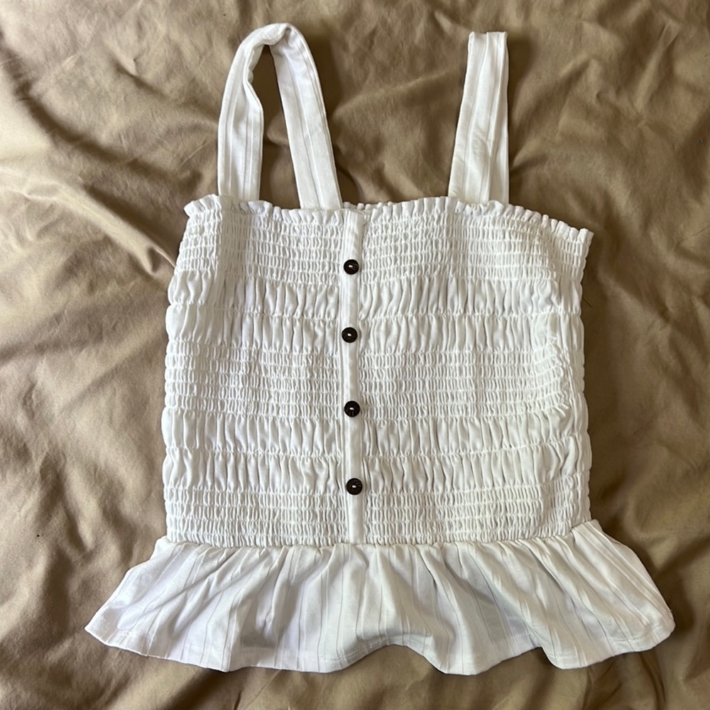 White Summer stretchy top, size M, Like new